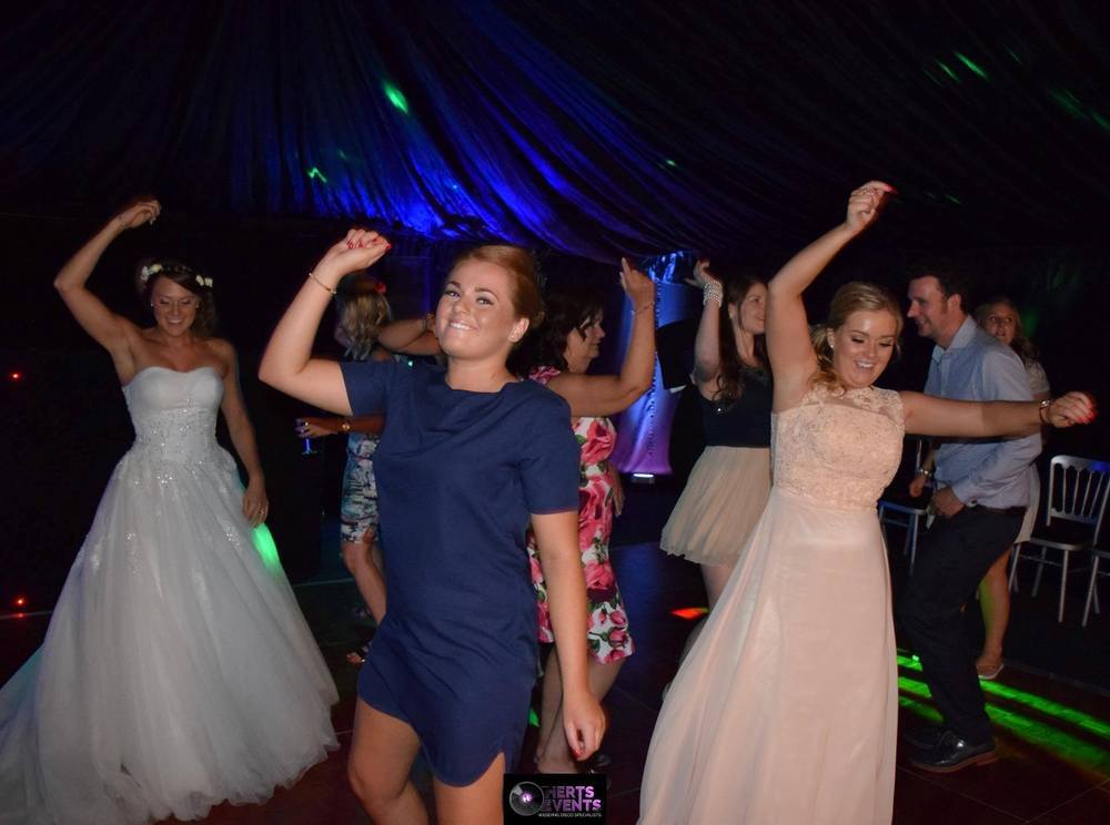 Dancefloor fun at a private marquee wedding in Hertfordshire with Herts Events DJ
