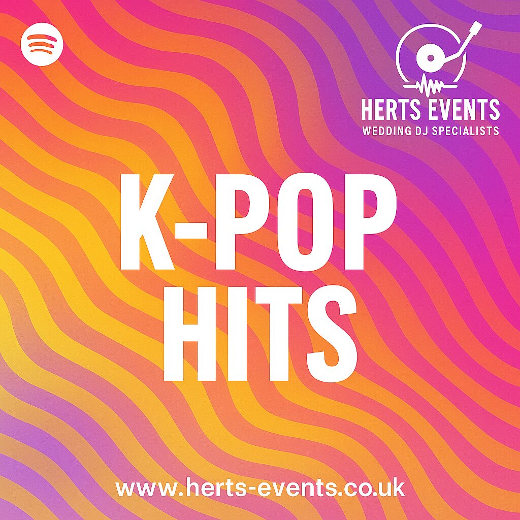K-Pop playlist cover by Herts Events – funky colourful vinyl design
