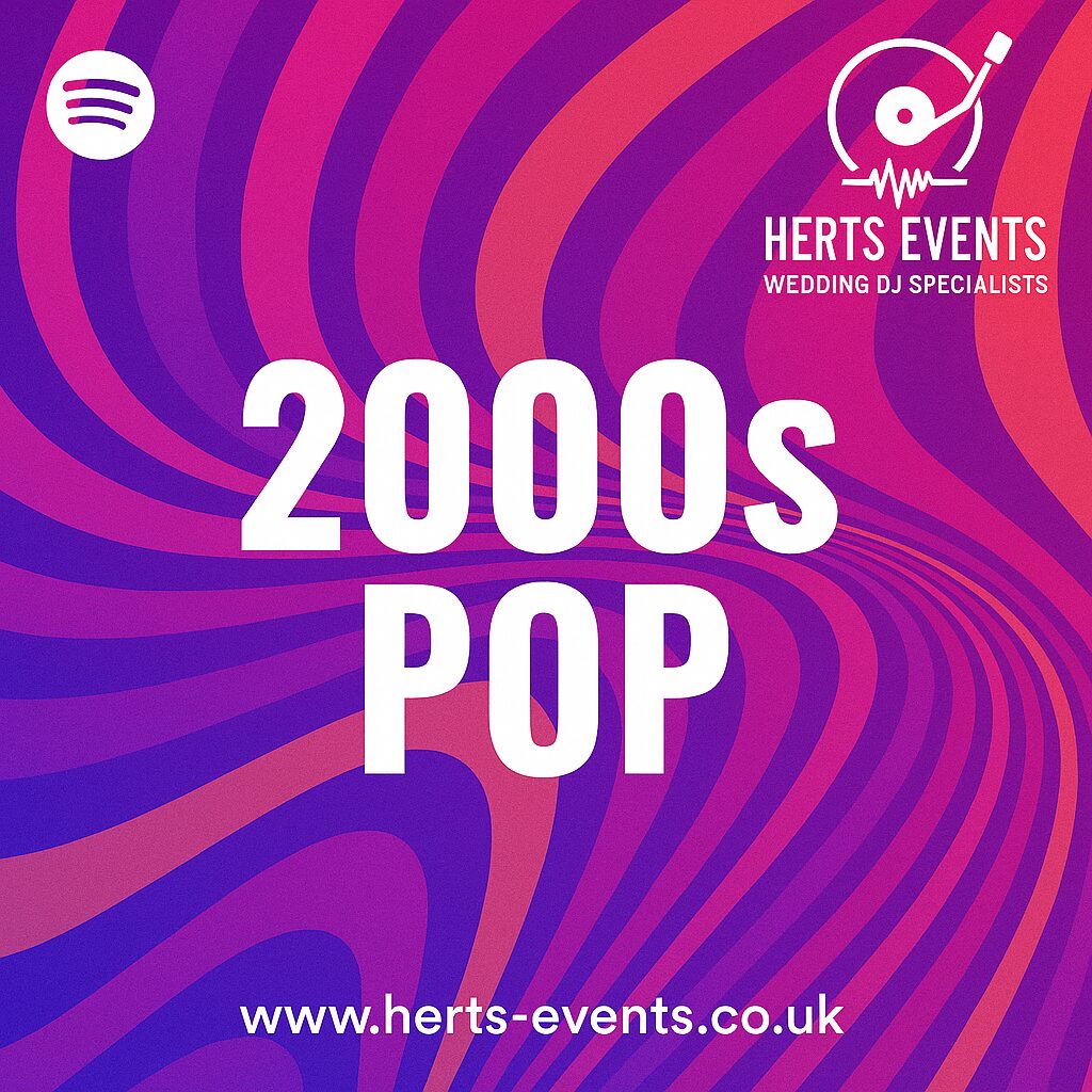 2000s Pop playlist cover by Herts Events – modern vinyl design