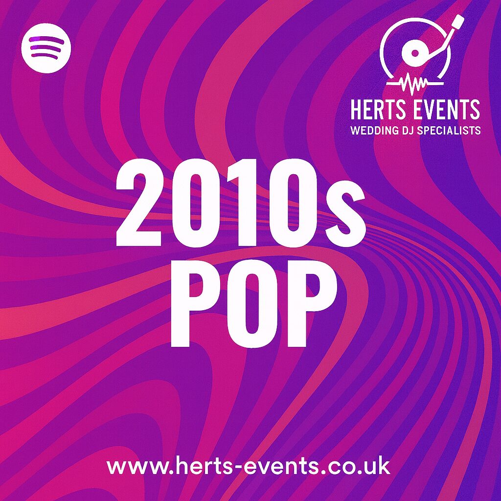 2010s Pop playlist cover by Herts Events – colourful vinyl graphic