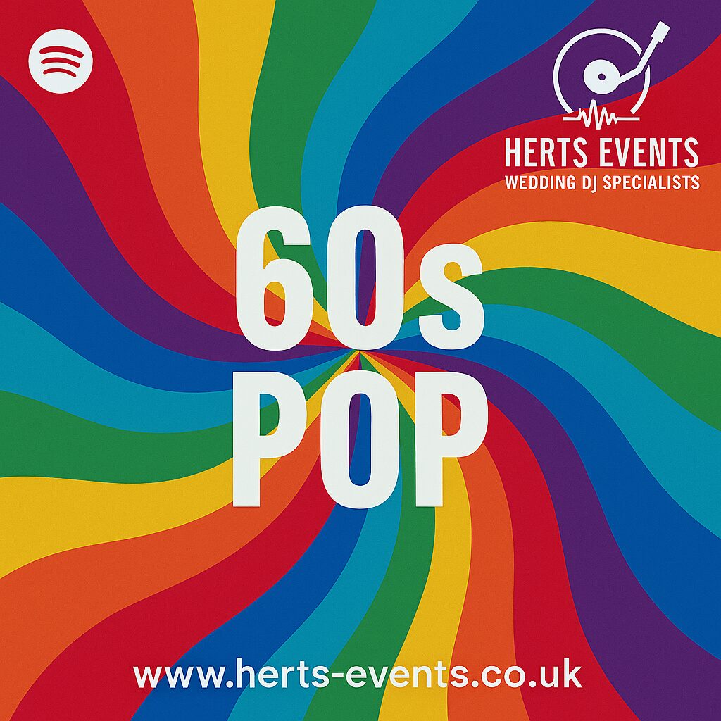 60s Pop playlist cover by Herts Events – vintage vinyl cover art