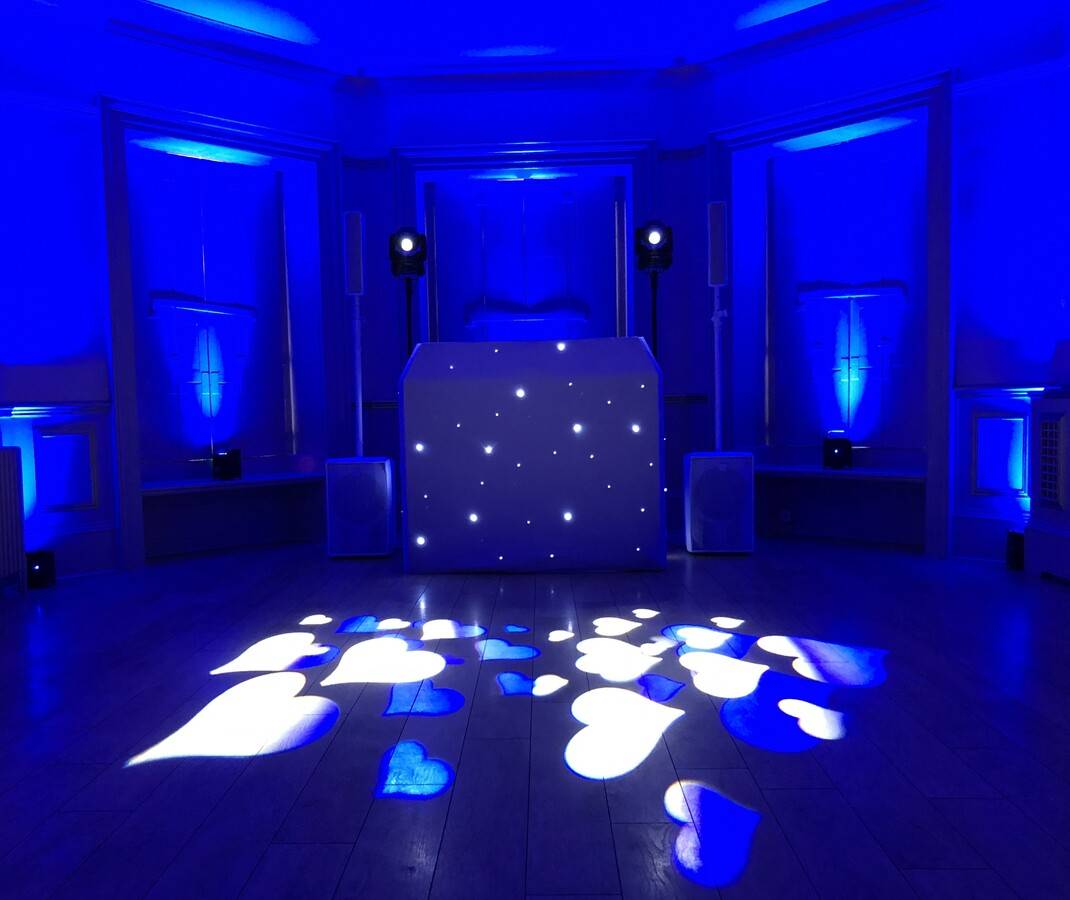 Blue and White heart effect Silver DJ package
