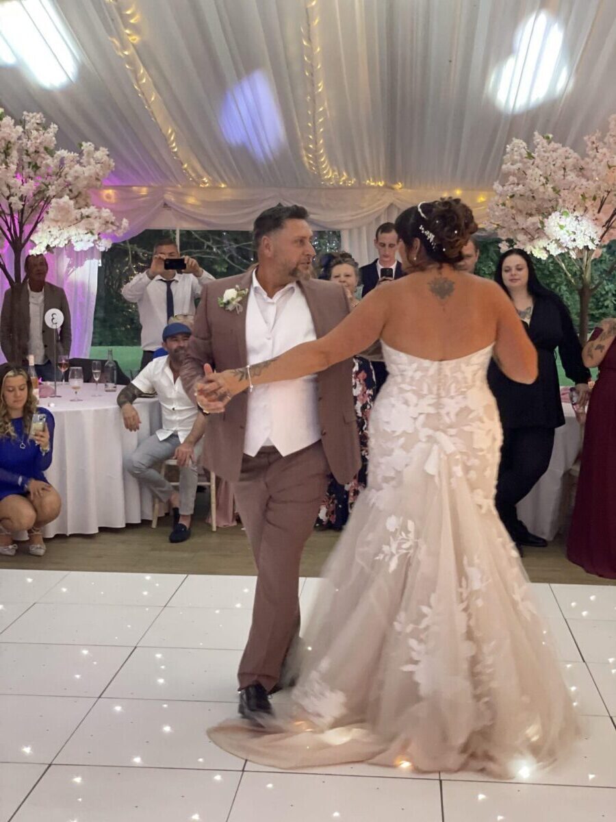 Newlyweds dancing