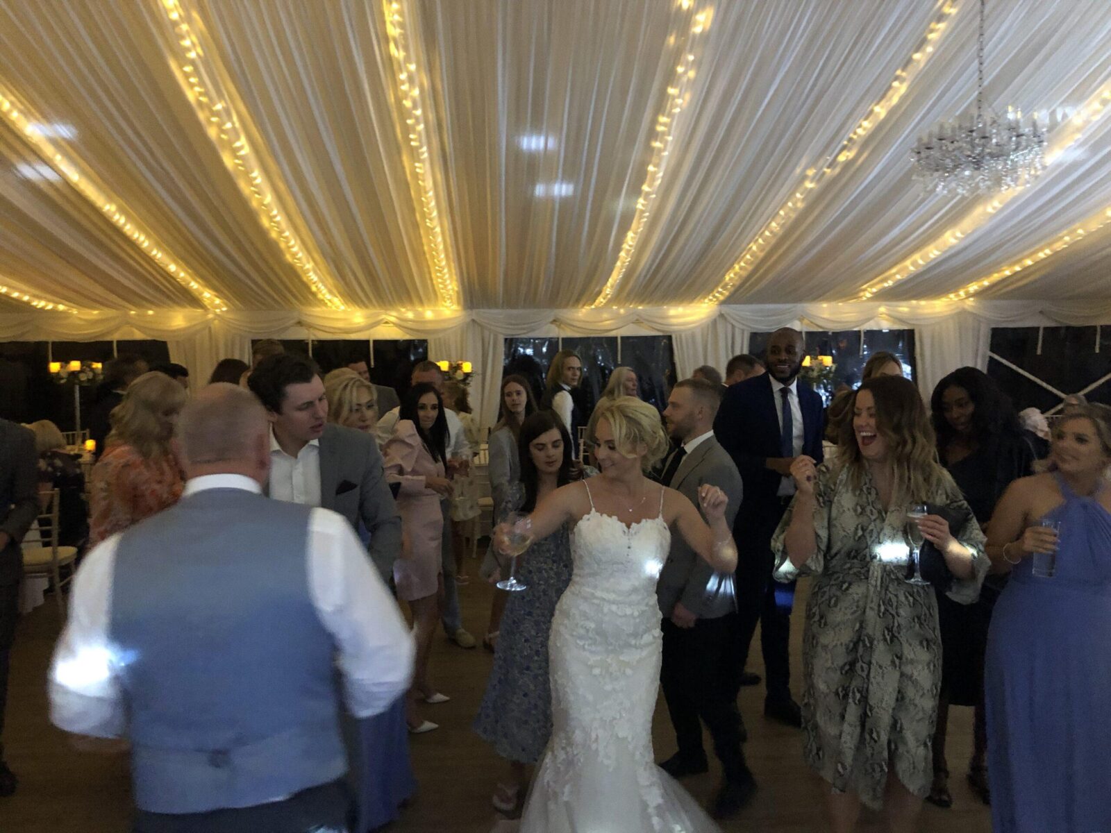 Family celebration with everyone dancing