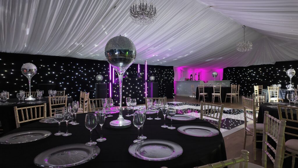 Luxury wedding DJ lighting setup with Ape Labs Neon Pix colour effects