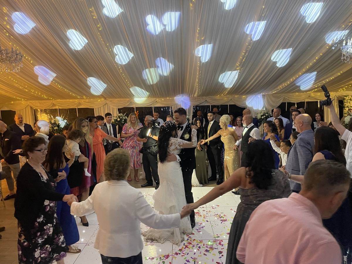 Couple sharing a joyful first dance moment