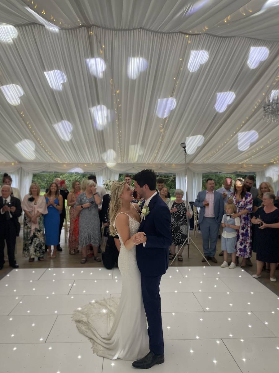 First dance with atmospheric wedding lighting
