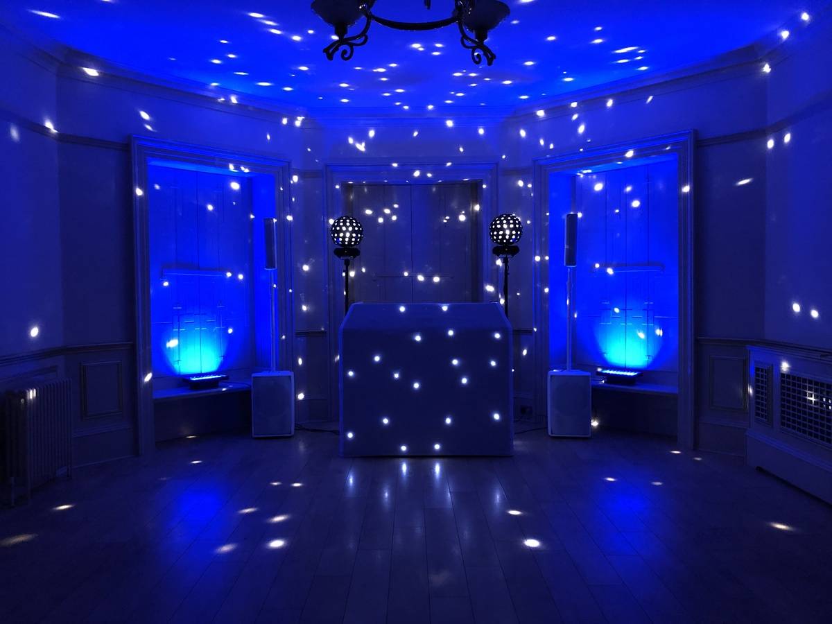 Royal Blue Silver Package with mirror ball lighting