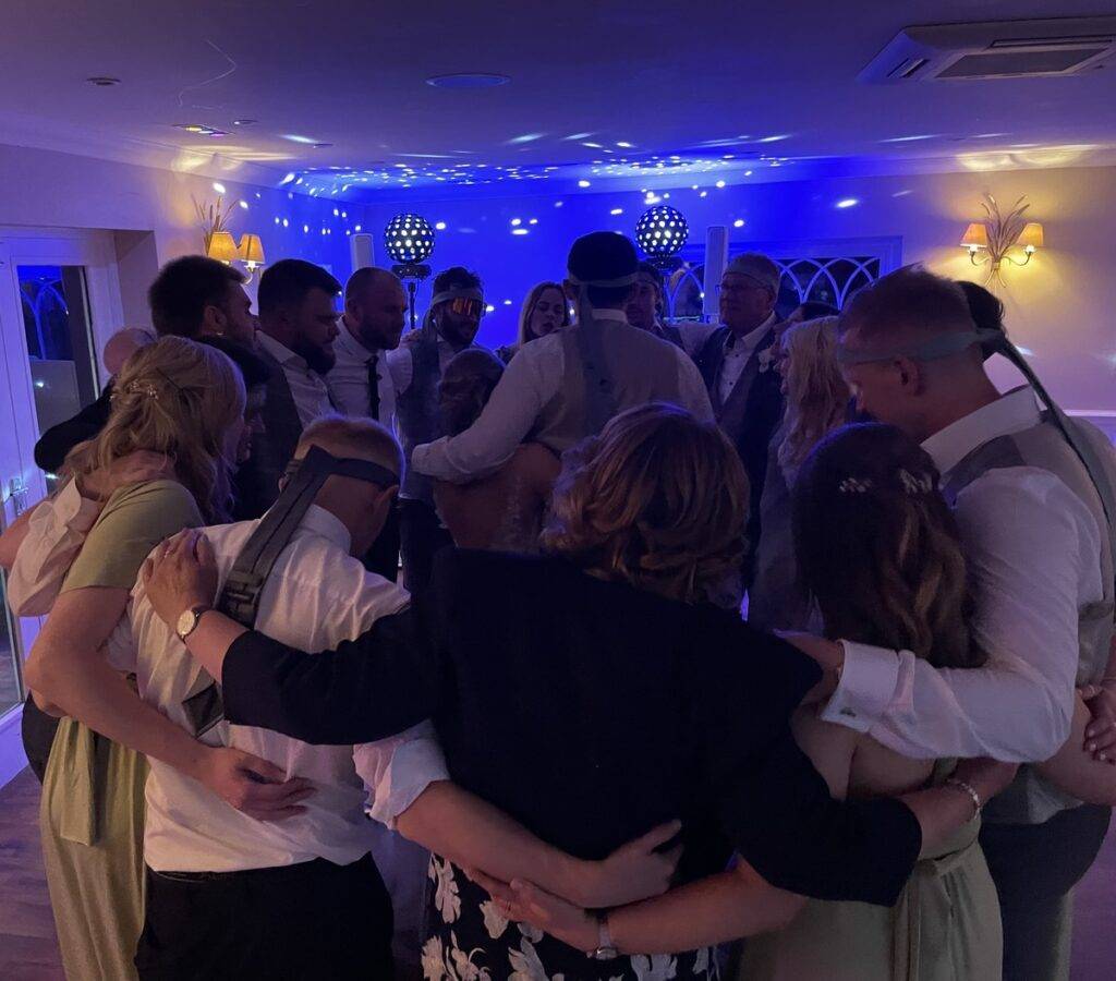 End-of-night party atmosphere at Sheene Mill wedding reception with Herts Events DJ