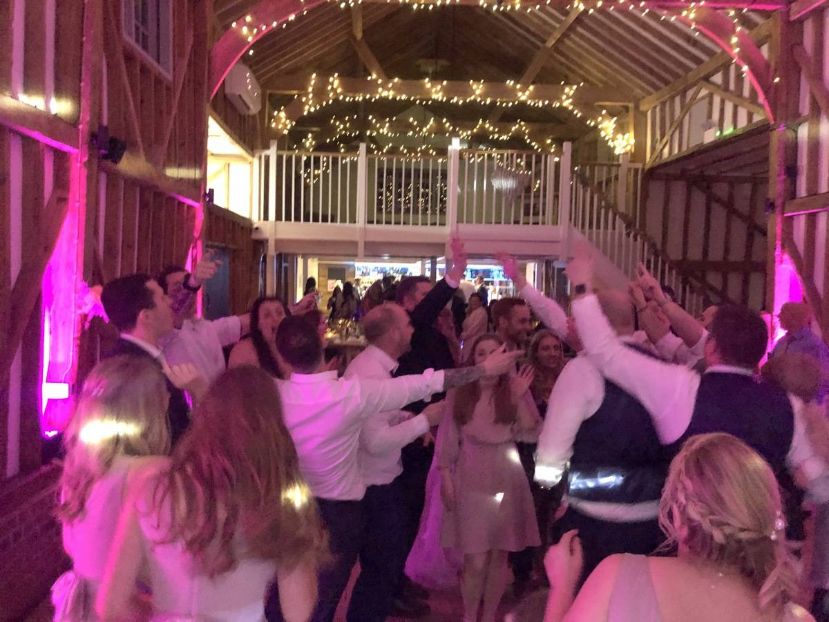 Guests jumping and dancing to party anthems