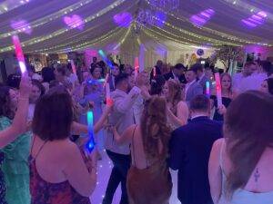 Guests dancing at Mulberry House wedding with DJ from Herts Events